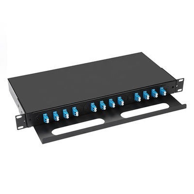 12 LC Duplex Ports Fiber Optic Patch Panel with 24 Cores Splicing Capacity and Cold Roll Steel Construction