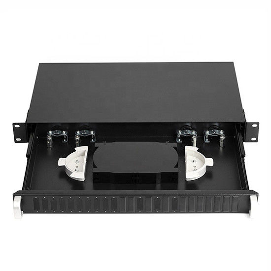 1U 24 Port Fiber Optic Patch Panel with Dustproof Covers and Cold Roll Steel Construction for FTTX and Data Centers