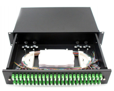 2U 19" Rack Mountable Full Loaded Slide Rail Fiber Optic Patch Panel in Cold Rolled Steel