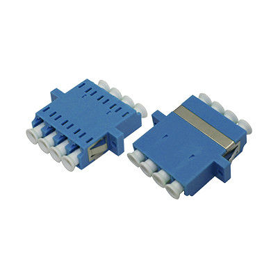 LC UPC QUAD One-Piece Fiber Optic Adapter with Flange Featuring ≤ 0.2dB Alternating Loss, Ceramic or Metal Sleeve, and Wide Operating Temperature