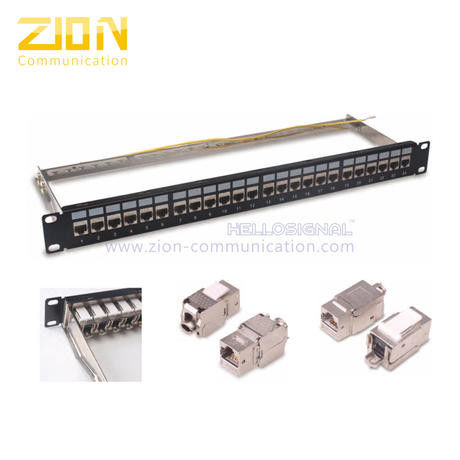 24 Ports Cat6/Cat6A Shielded Patch Panel 1U Rackmount for Data Center and Server Rack